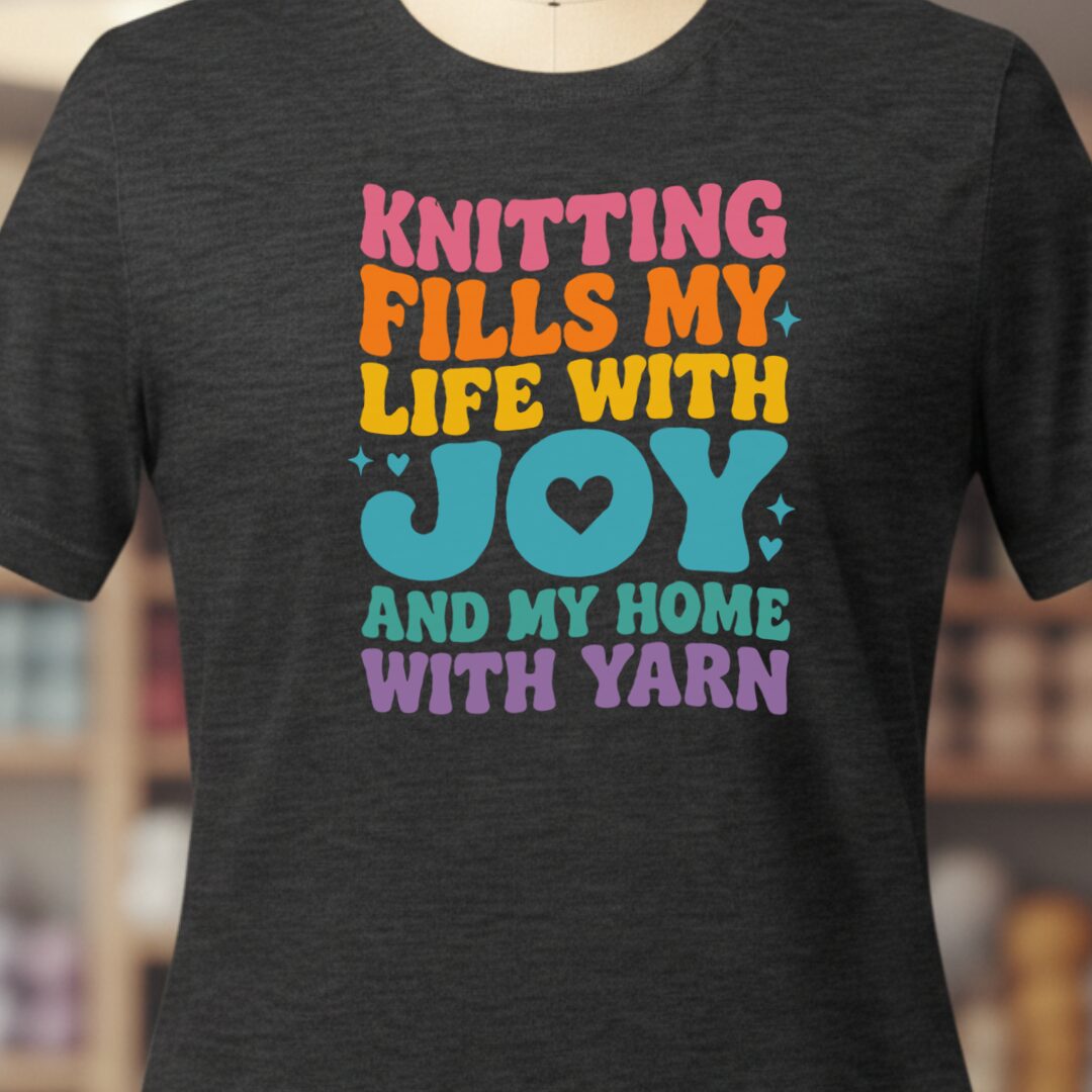 Knitting Fills My Life Retro T-Shirt Dark Grey t-shirt