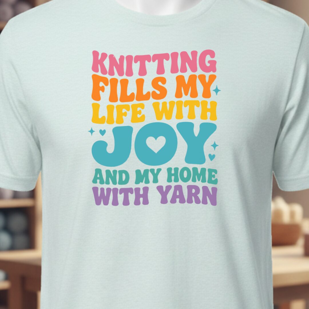 Knitting Fills My Life Retro T-Shirt Ice Blue t-shirt