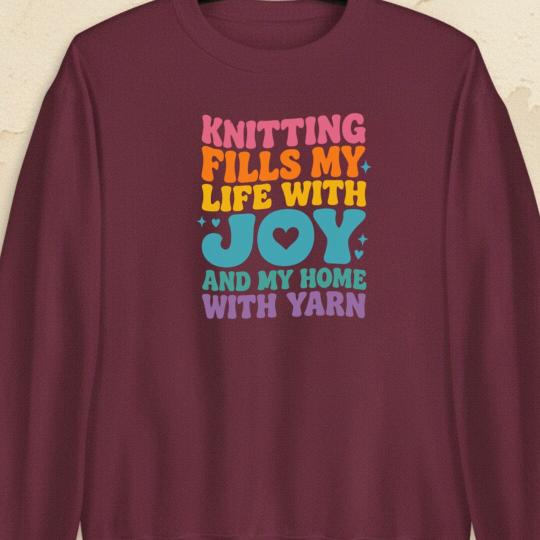 Knitting Fills My Life Retro Maroon Sweatshirt.jpg