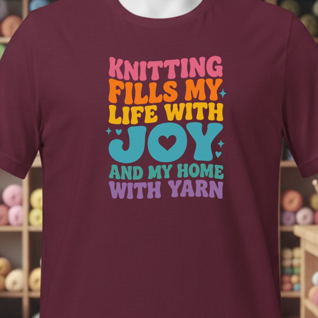 Knitting Fills My Life Retro T-Shirt Maroon t-shirt