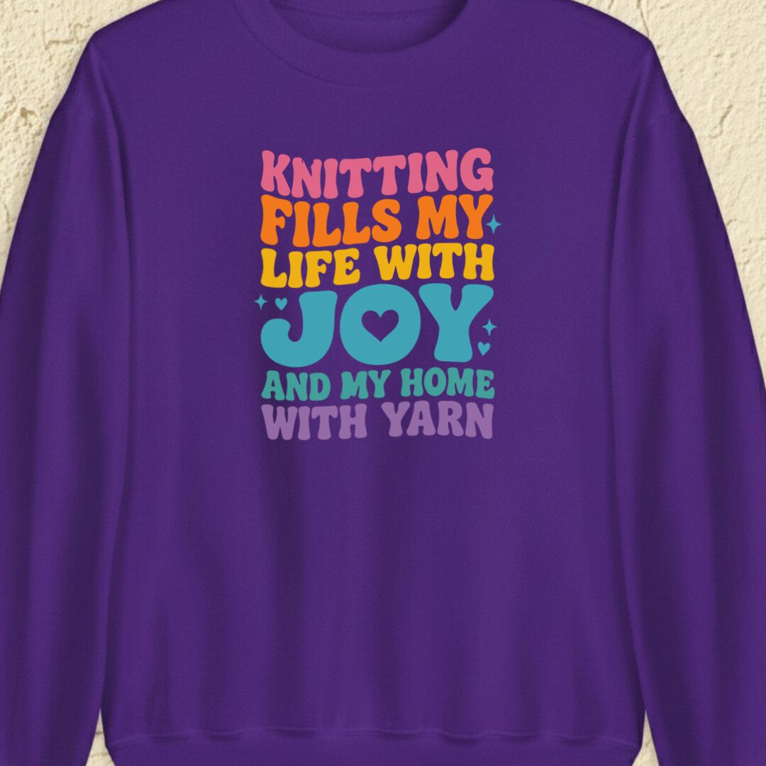 Knitting Fills My Life Retro Purple Sweatshirt.jpg