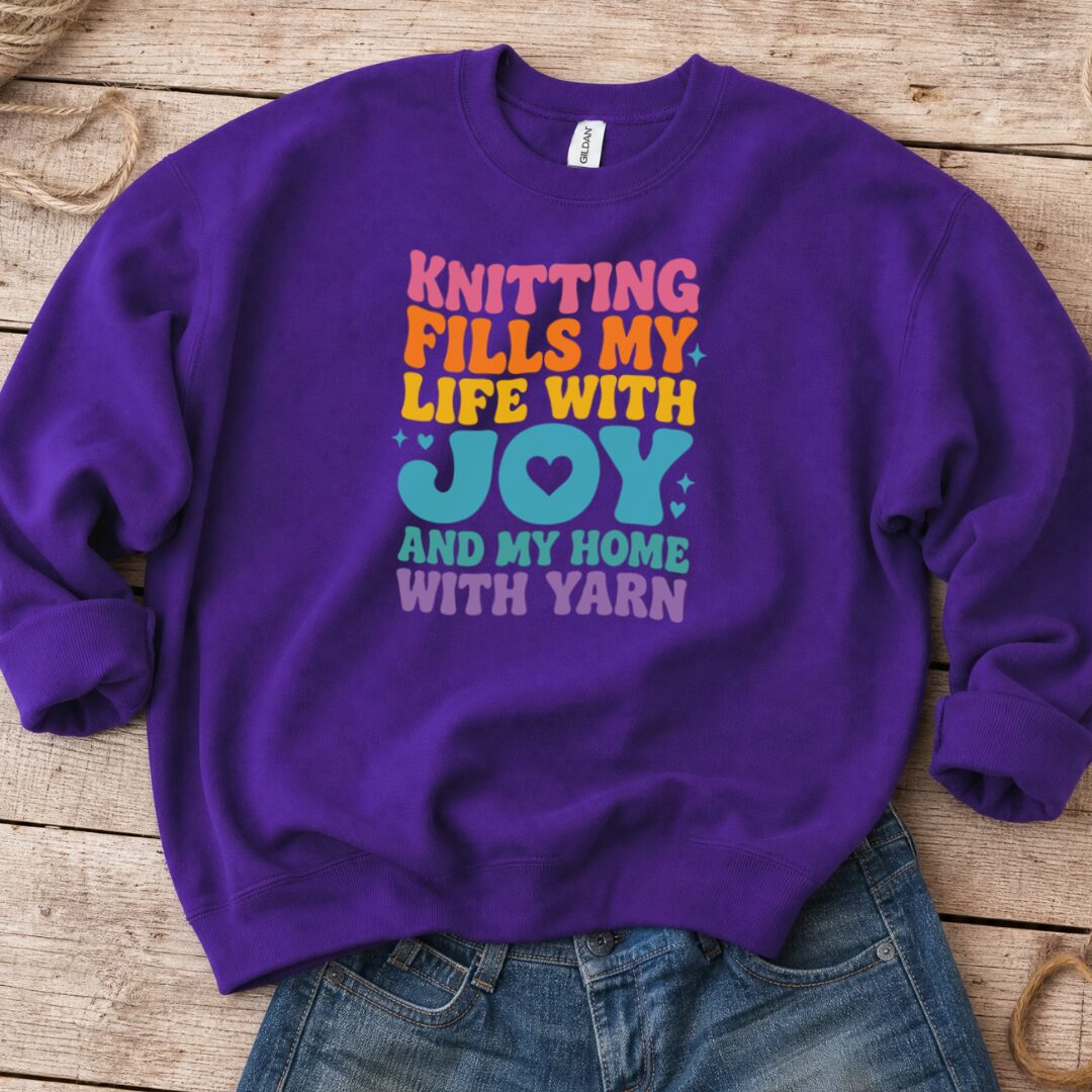 Knitting Fills My Life Retro Sweatshirt Purple t-shirt