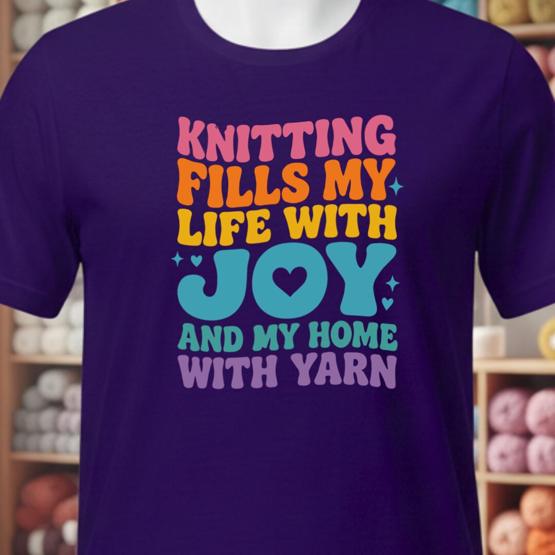 Knitting Fills My Life Retro T-Shirt Purple t-shirt