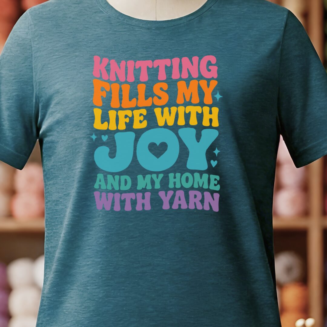 Knitting Fills My Life Retro T-Shirt Teal Blue t-shirt