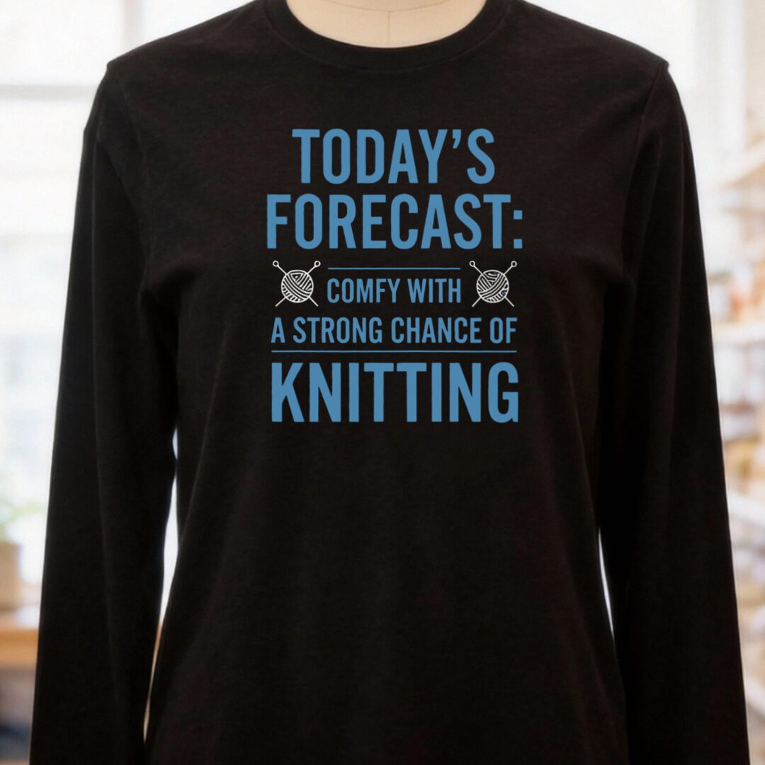 Knitting Forecast Long Sleeve Tee Black t-shirt