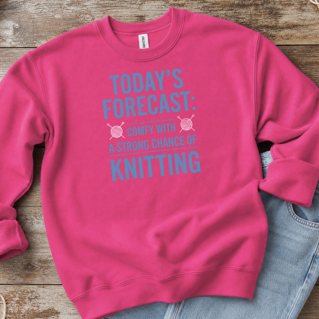 Knitting Forecast Sweatshirt Bright Pink t-shirt