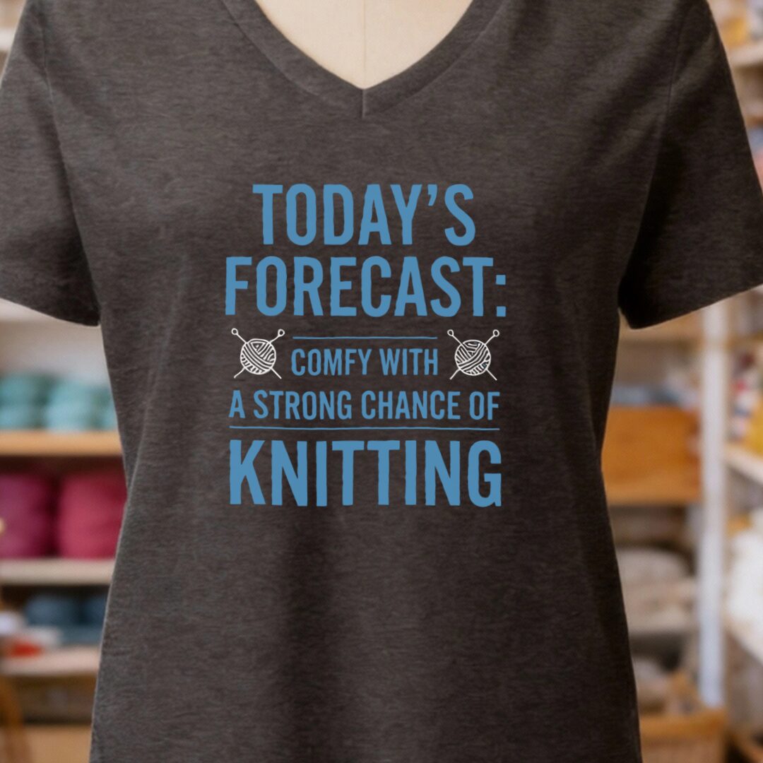 Knitting Forecast V-Neck T-Shirt Dark Grey t-shirt