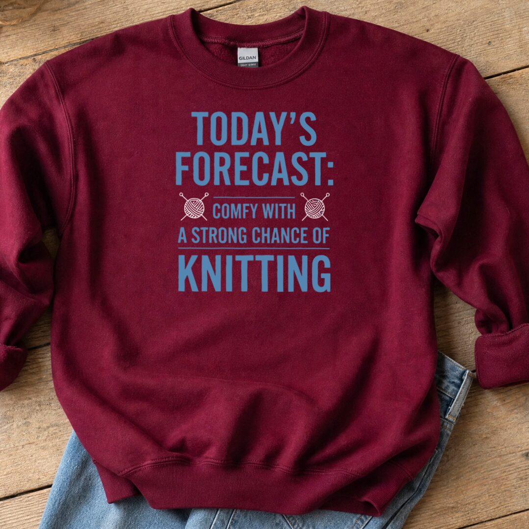 Knitting Forecast Sweatshirt Maroon t-shirt