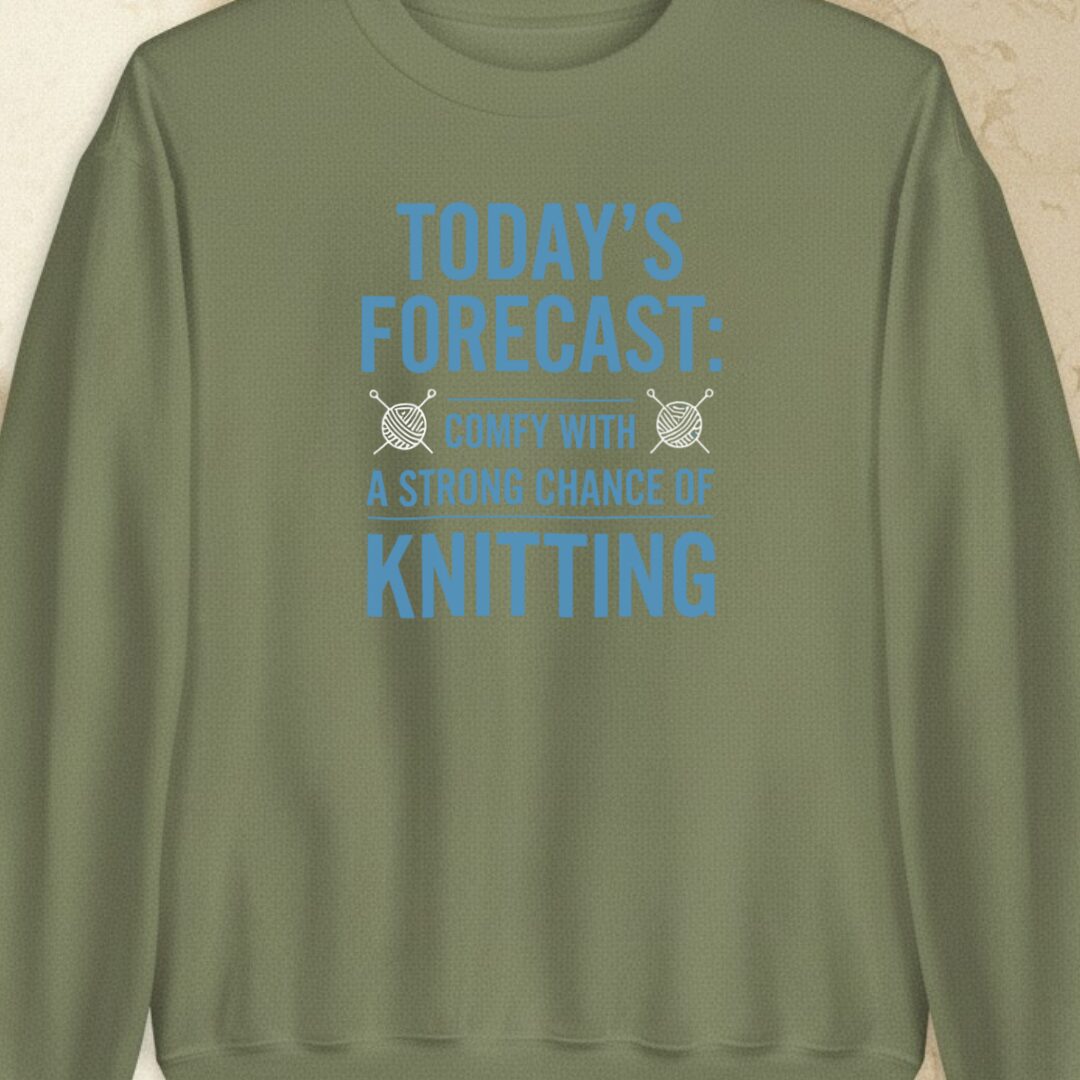 Knitting Forecast Military Green Sweatshirt.jpg