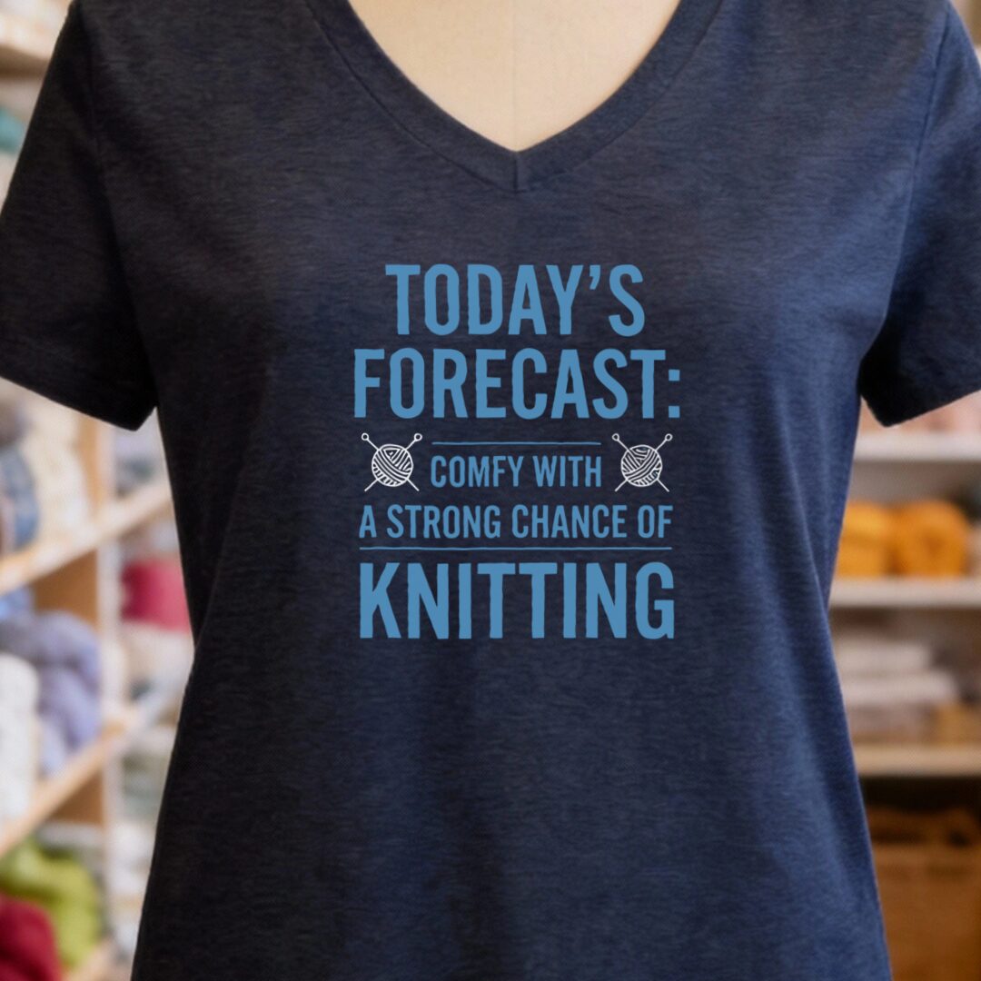 Knitting Forecast V-Neck T-Shirt Navy t-shirt