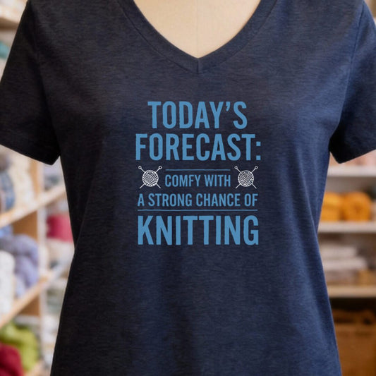 Knitting Forecast V-Neck T-Shirt Navy t-shirt