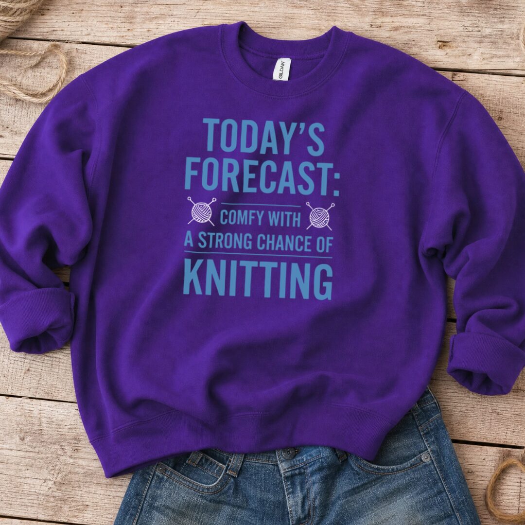 Knitting Forecast Sweatshirt Purple t-shirt