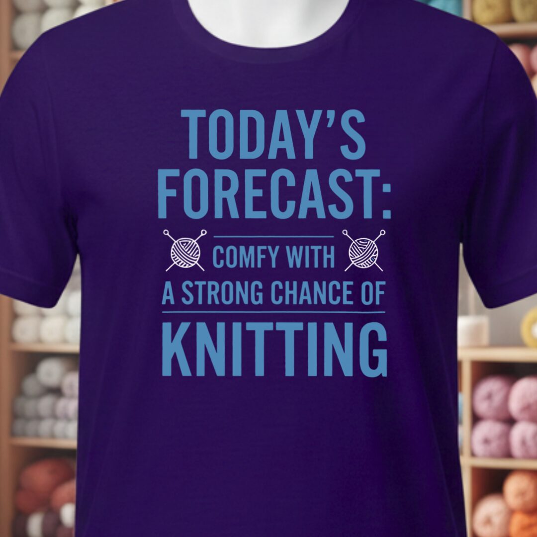 Knitting Forecast Purple T-Shirt.jpg