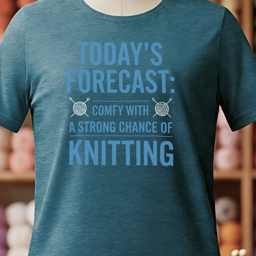Knitting Forecast T-Shirt Teal Blue t-shirt