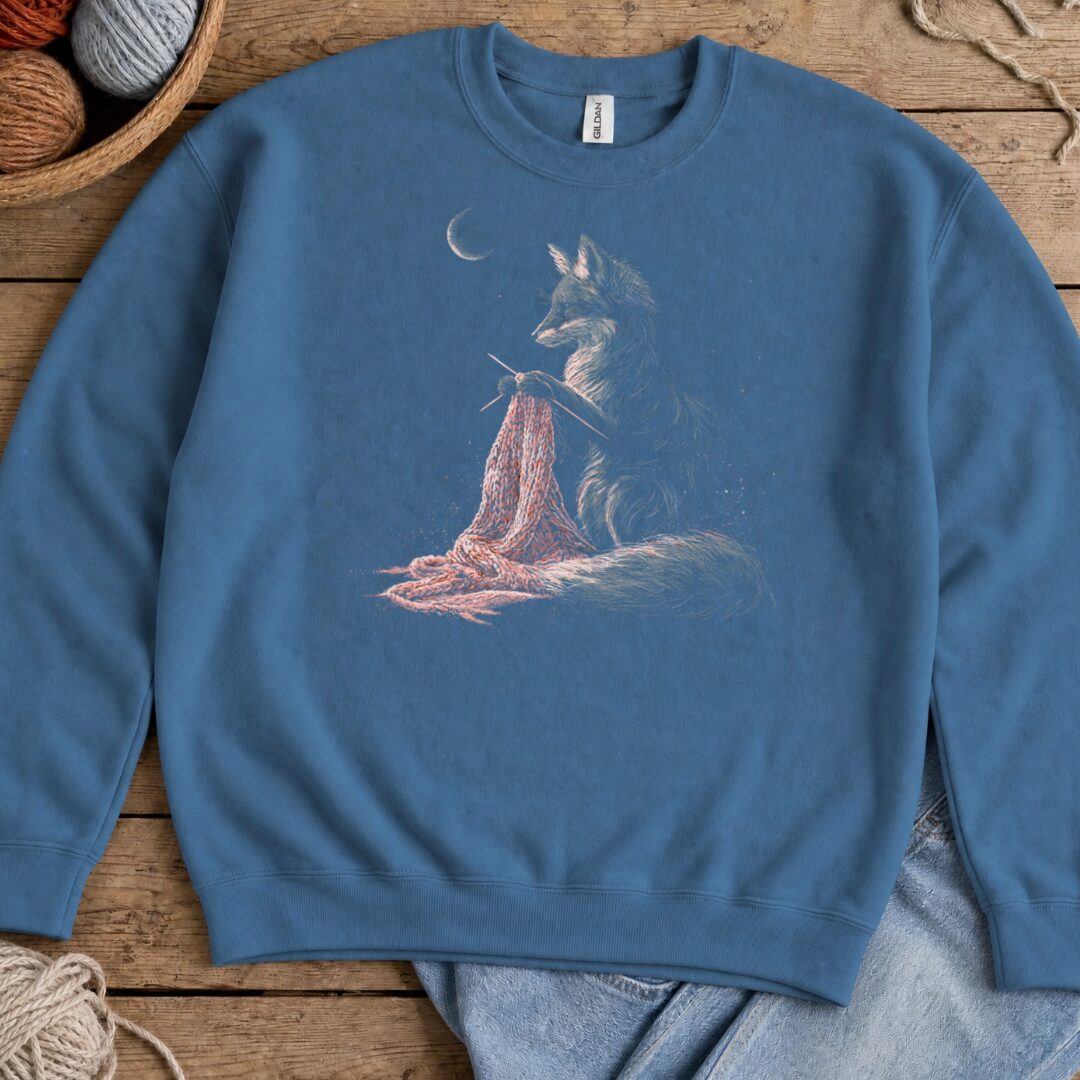 Knitting Fox Indigo Blue Sweatshirt.jpg
