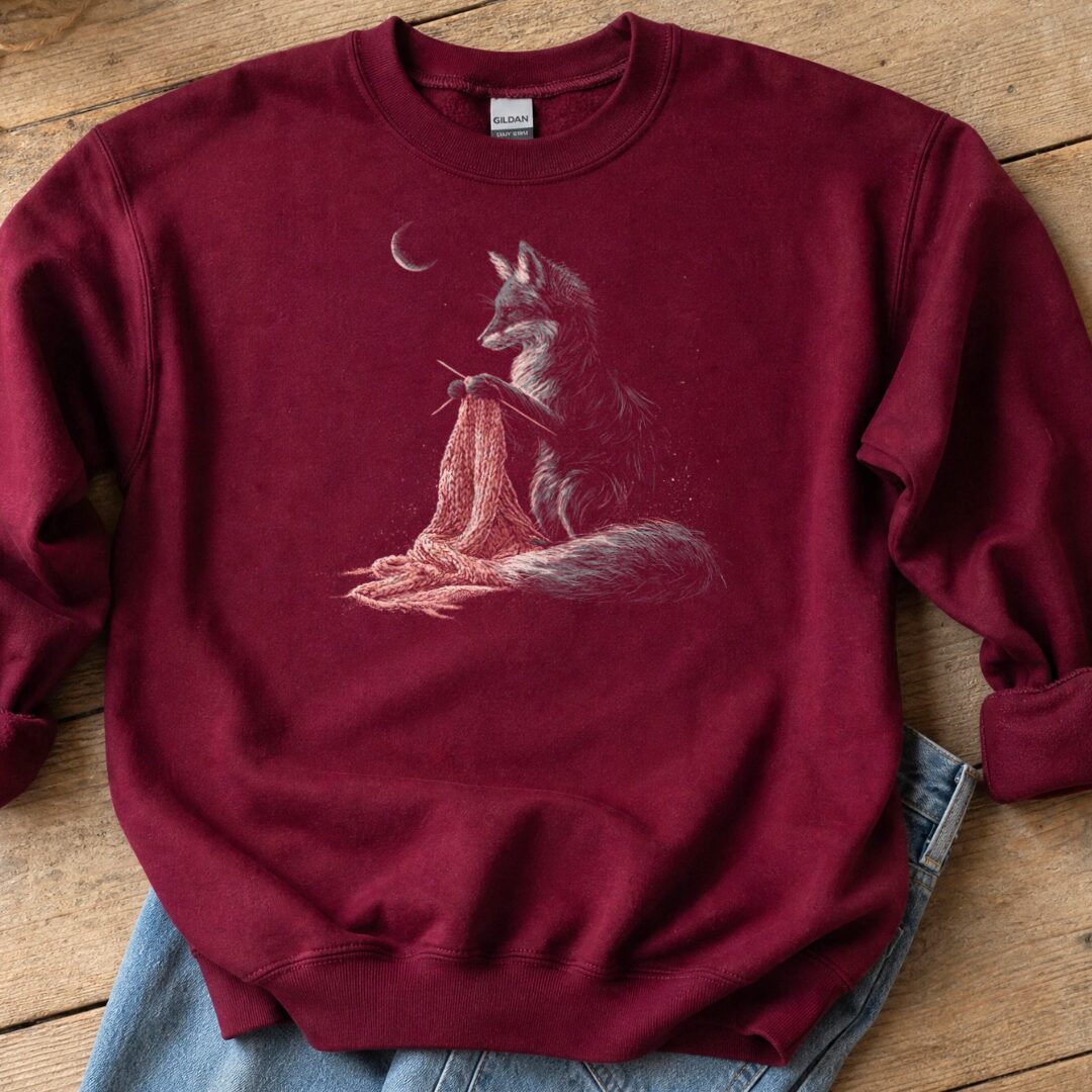 Knitting Fox Maroon Sweatshirt.jpg