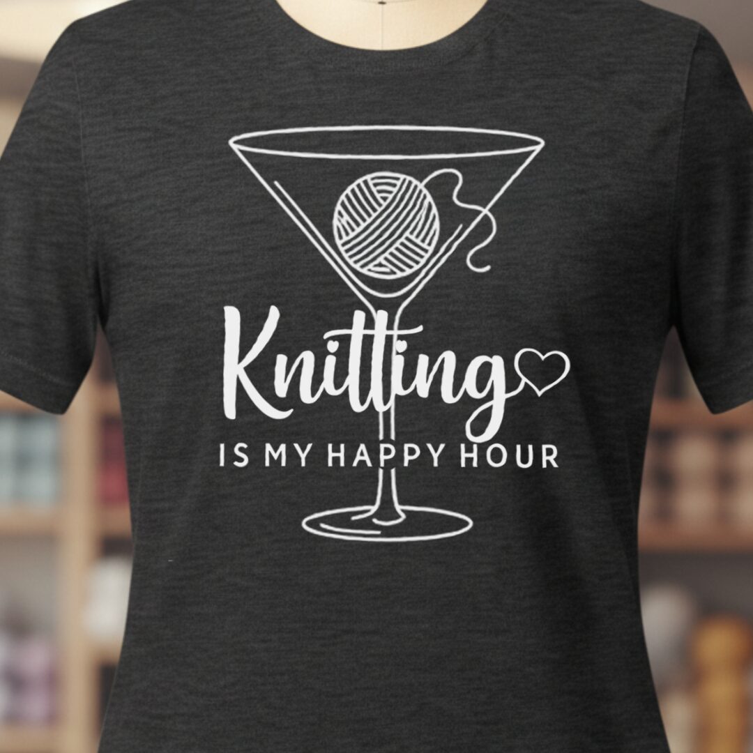 Knitting Happy Hour T-Shirt Dark Grey t-shirt