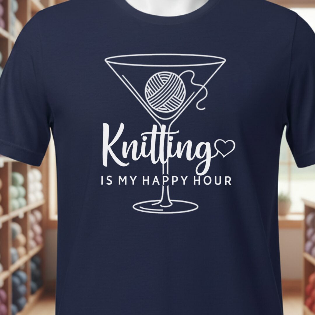 Knitting Happy Hour T-Shirt Navy t-shirt