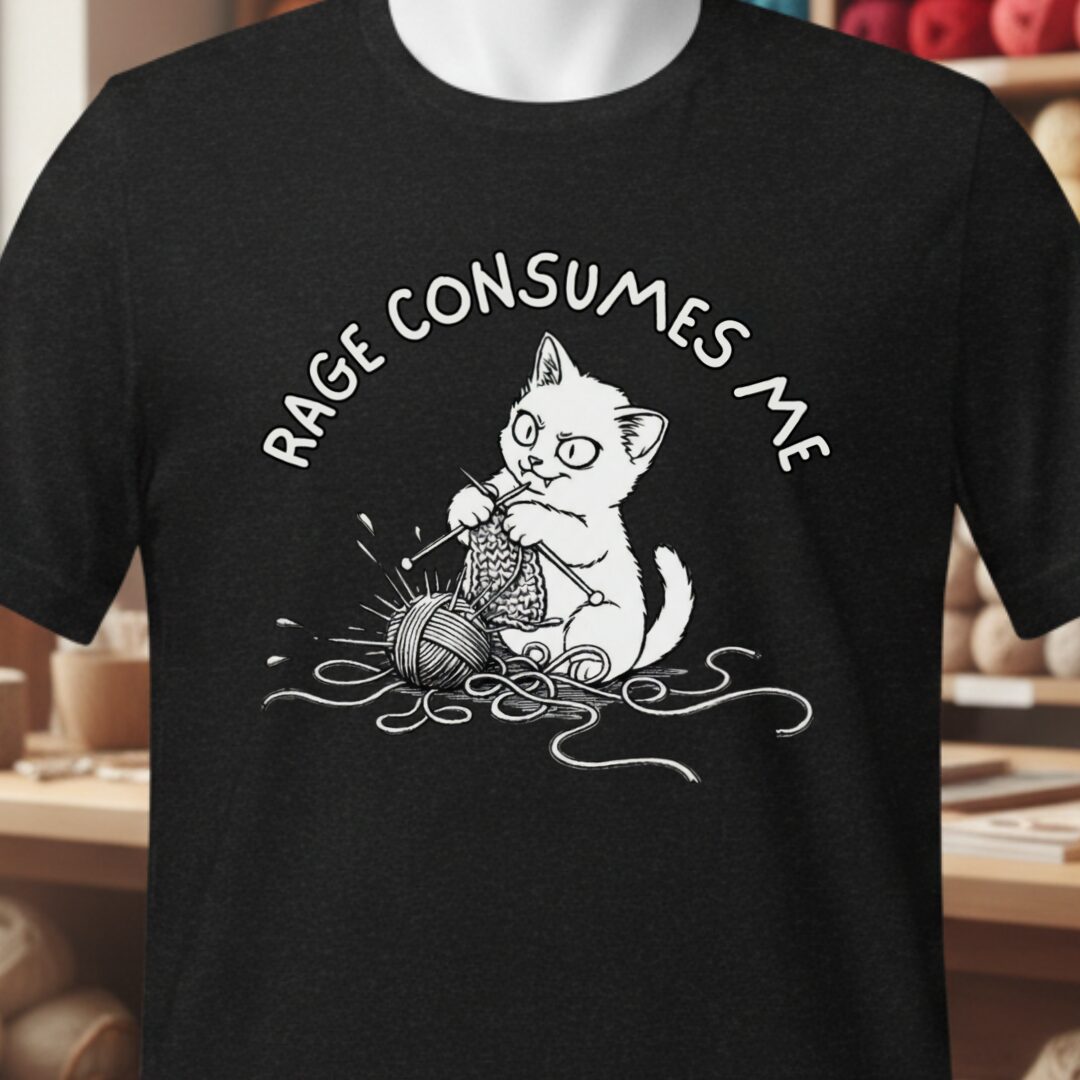 Knitting Rage Consumes Me T-Shirt Black t-shirt
