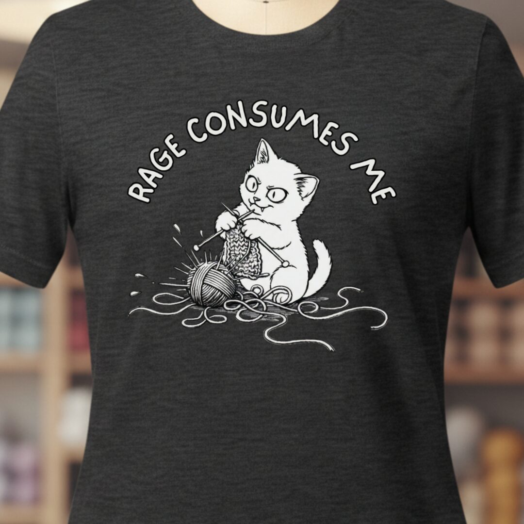 Knitting Rage Consumes Me T-Shirt Dark Grey t-shirt