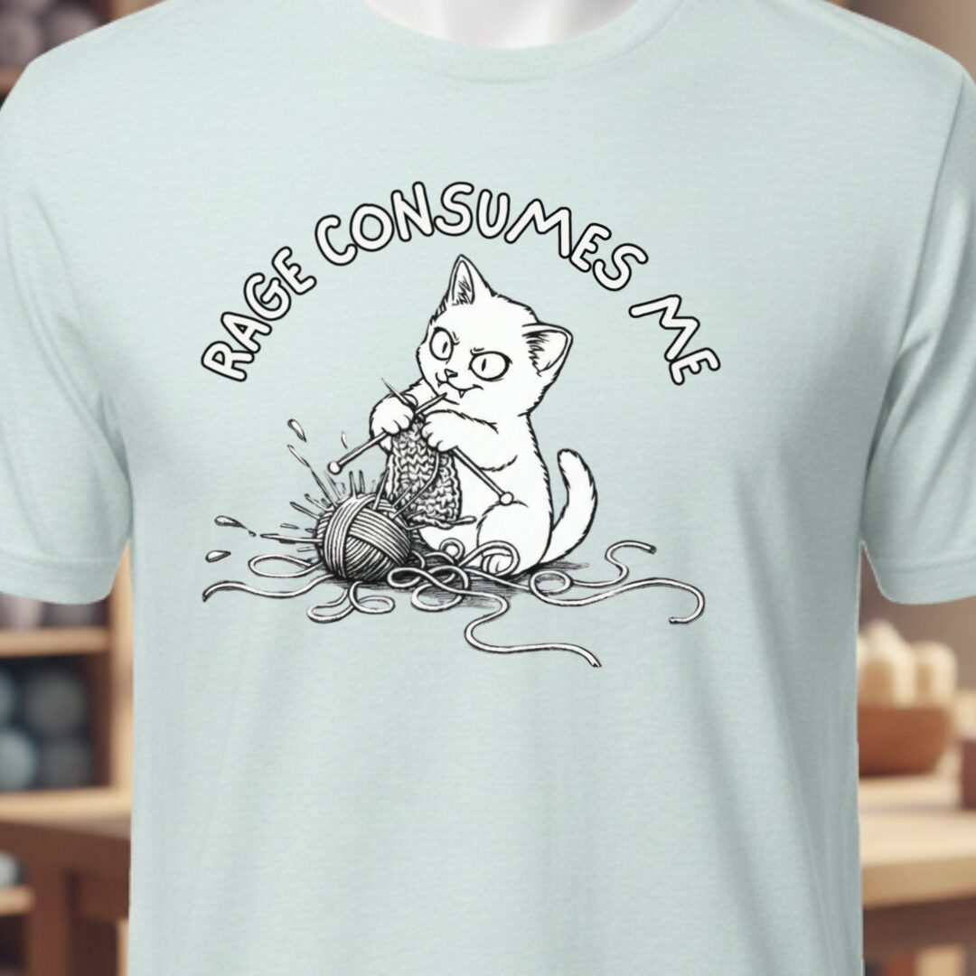 Knitting Rage Consumes Me T-Shirt Ice Blue t-shirt