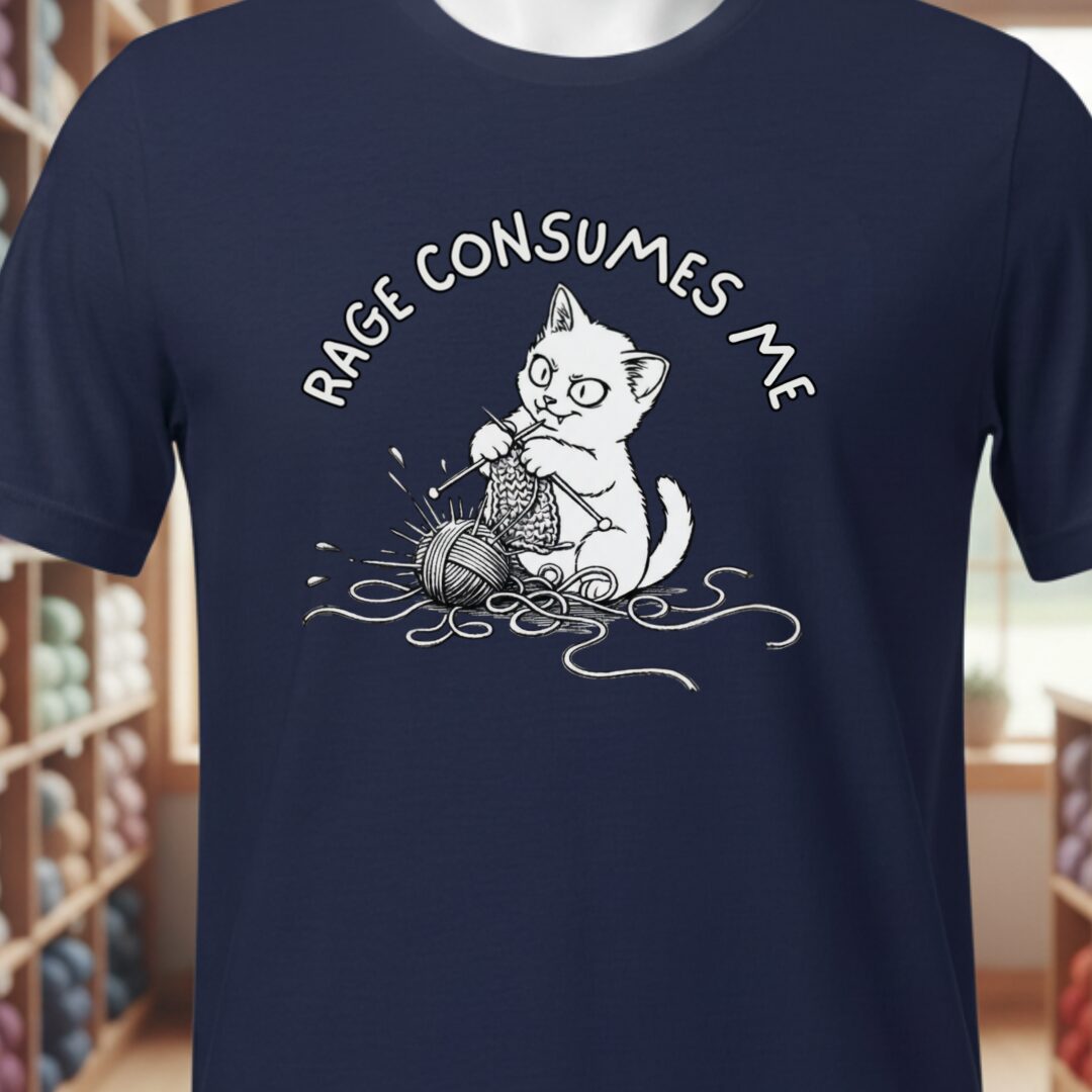 Knitting Rage Consumes Me T-Shirt Navy t-shirt
