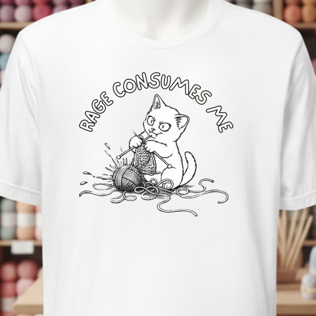 Knitting Rage Consumes Me T-Shirt White t-shirt