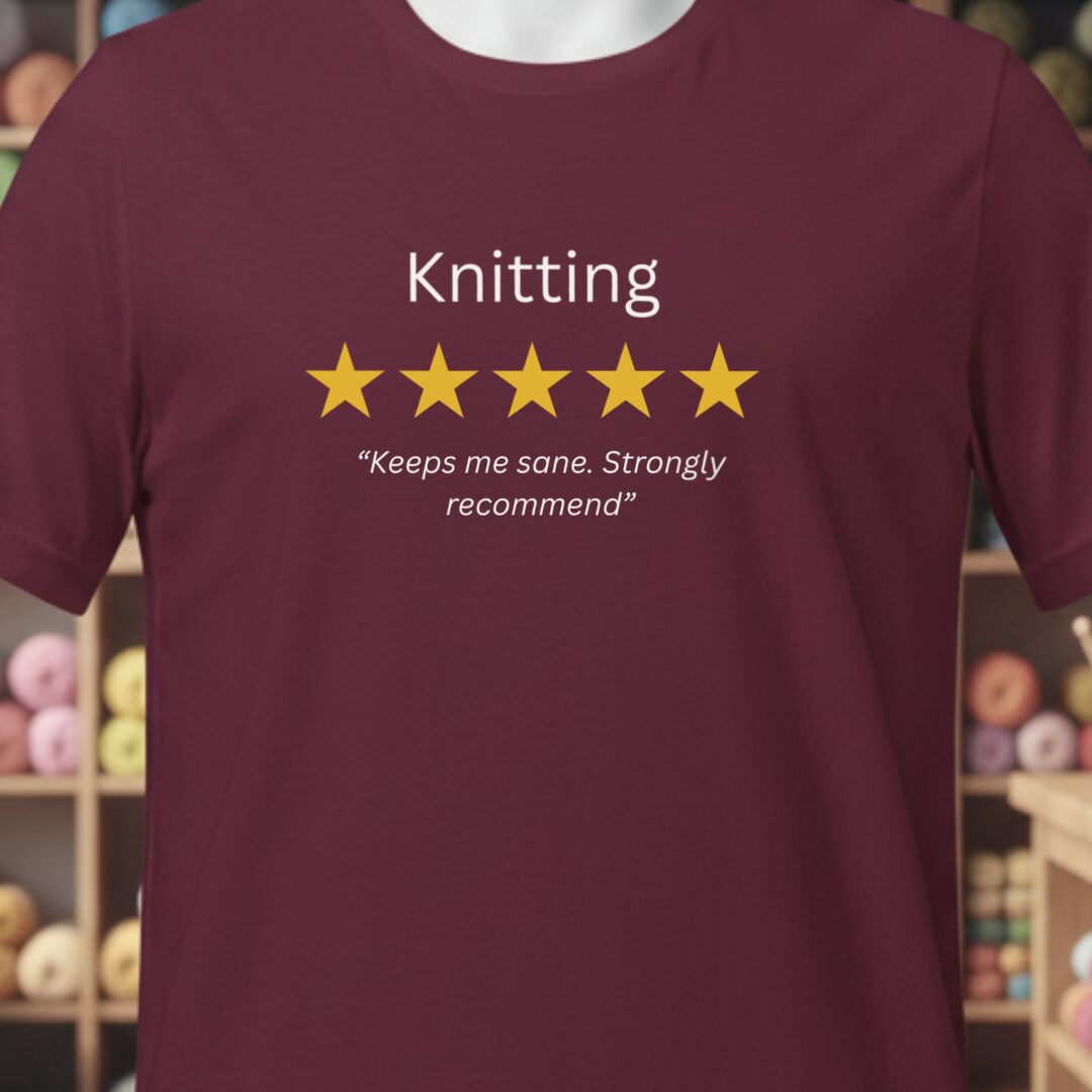 Knitting Review T-Shirt Maroon t-shirt