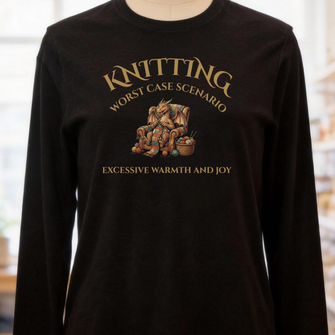 Knitting Scenario Long Sleeve Tee Black t-shirt