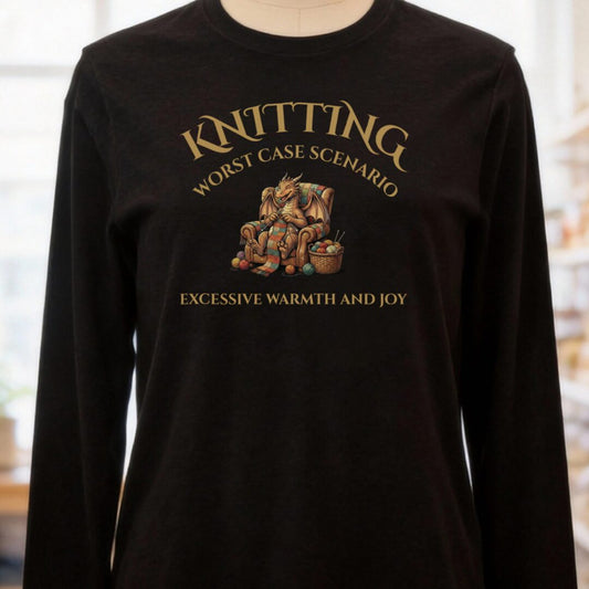 Knitting Scenario Long Sleeve Tee Black t-shirt