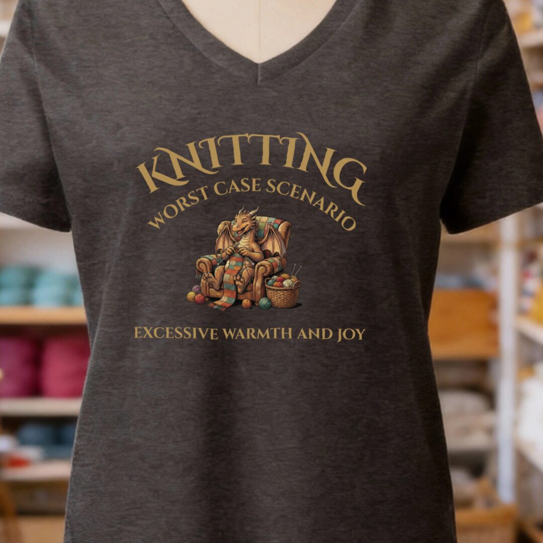 Knitting Scenario V-Neck T-Shirt Dark Grey t-shirt