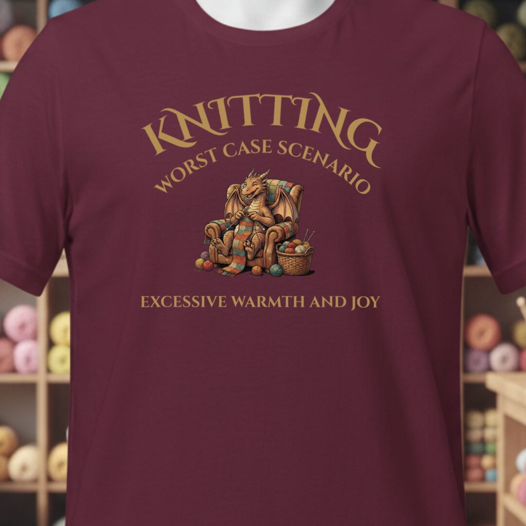 Knitting Scenario T-Shirt Maroon t-shirt