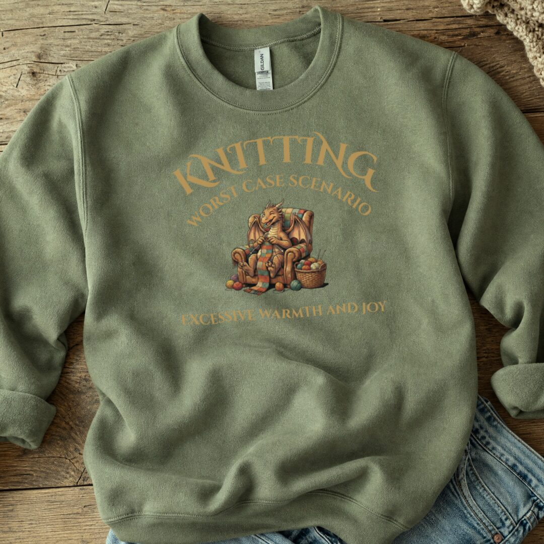 Knitting Scenario Sweatshirt Military Green t-shirt