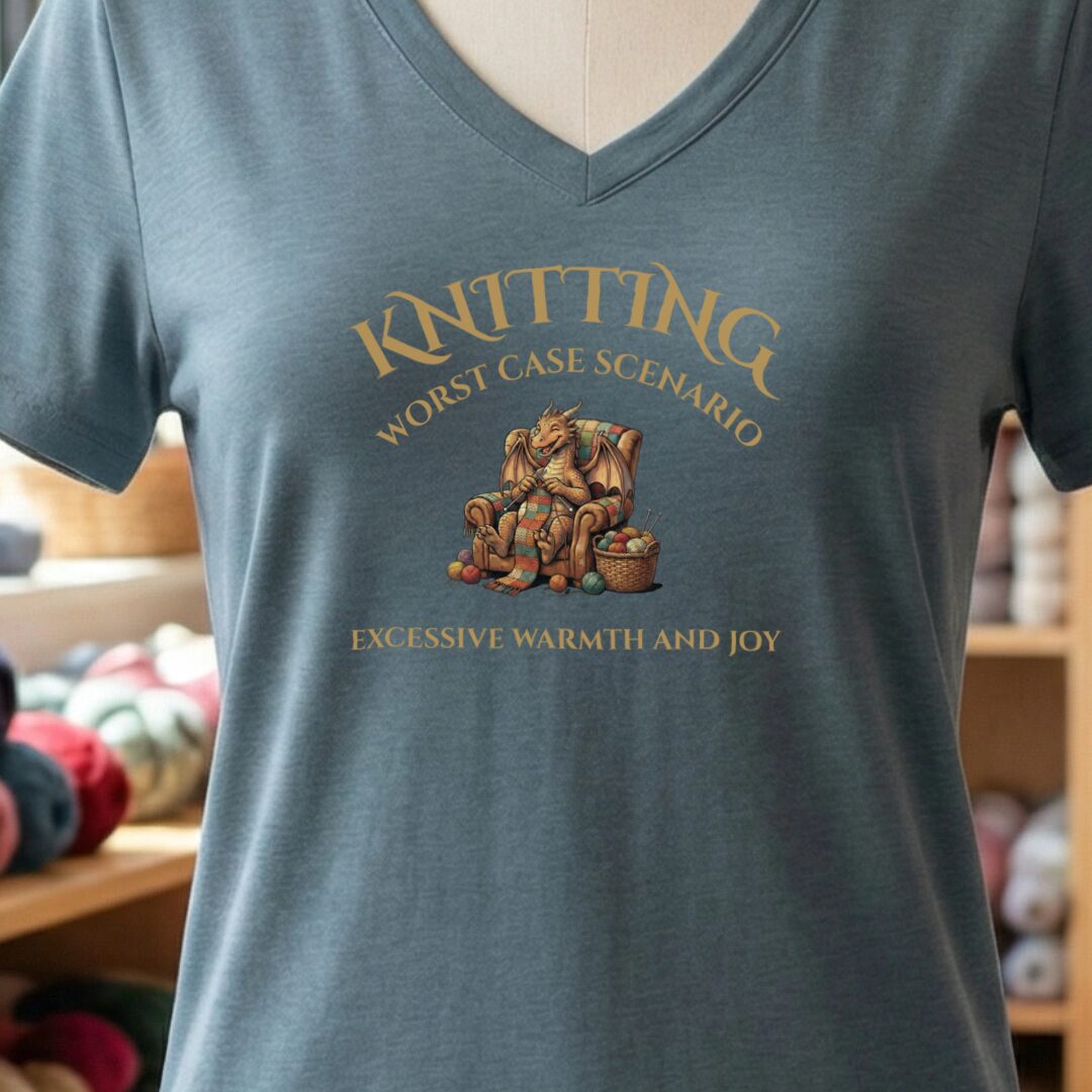Knitting Scenario V-Neck T-Shirt Slate t-shirt