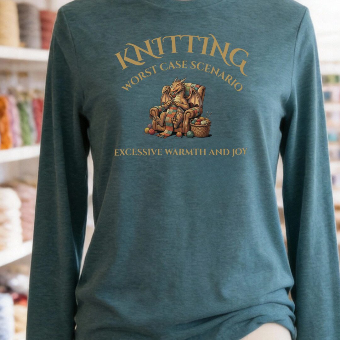 Knitting Scenario Long Sleeve Tee Deep Teal t-shirt