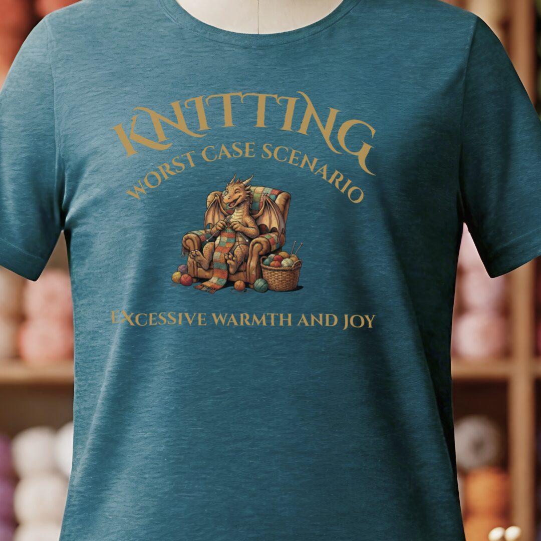 Knitting Scenario T-Shirt Teal Blue t-shirt