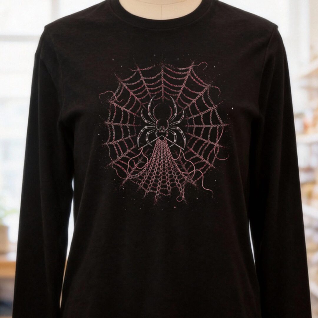 Knitting Spider Black Long Sleeve Tee.jpg