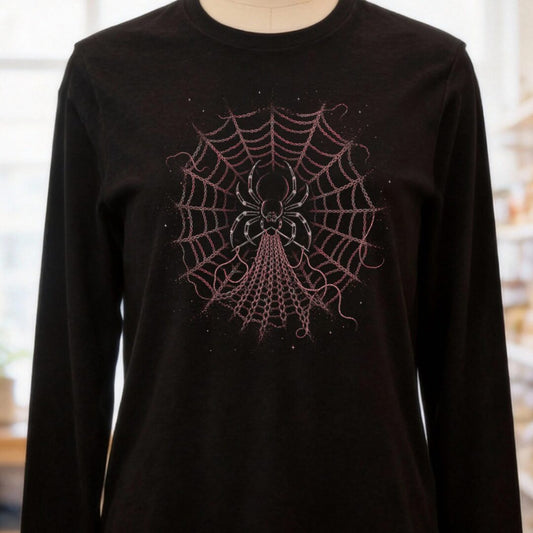 Knitting Spider Black Long Sleeve Tee.jpg