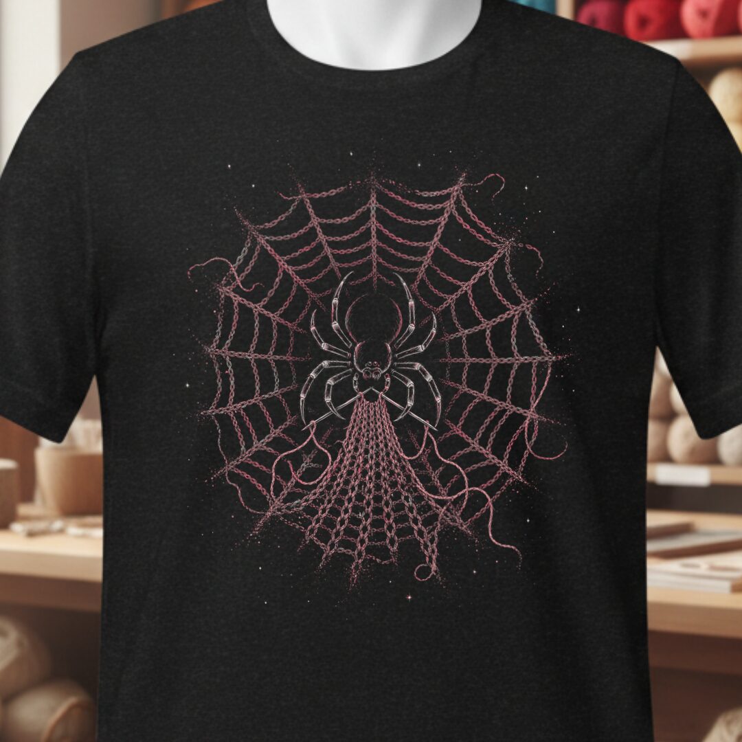 Knitting Spider Black T-Shirt.jpg