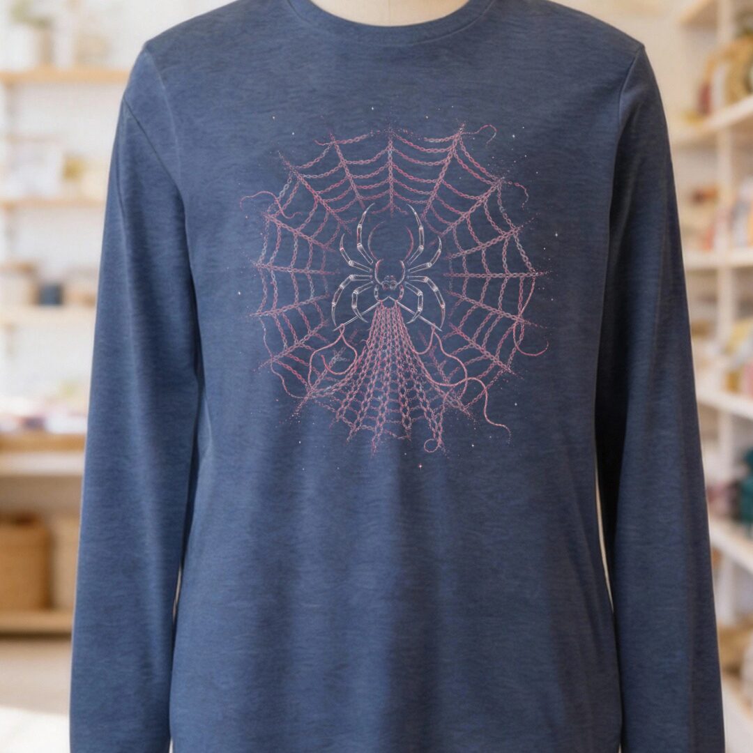 Knitting Spider Heather Navy Long Sleeve Tee.jpg