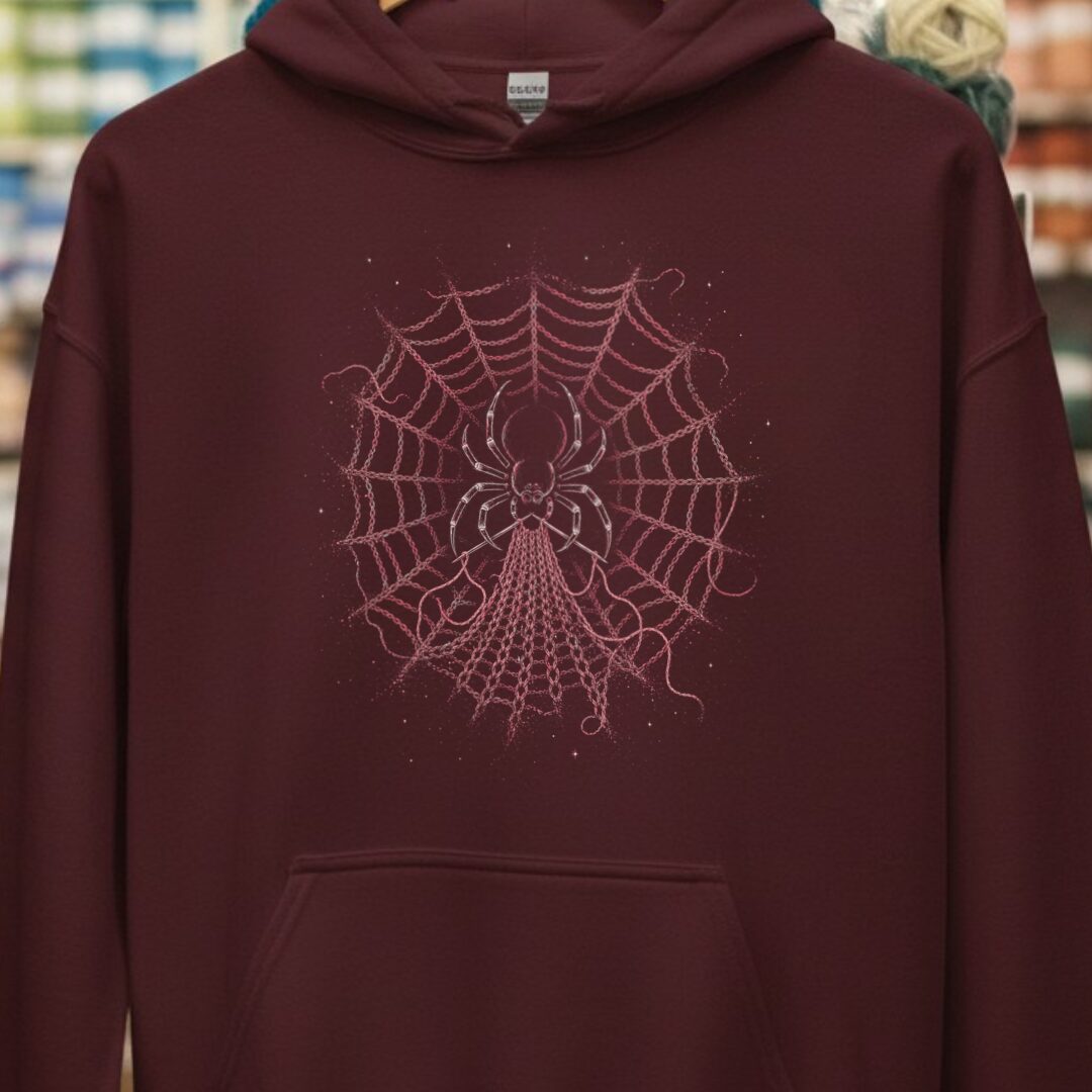 Knitting Spider Maroon Hoodie.jpg