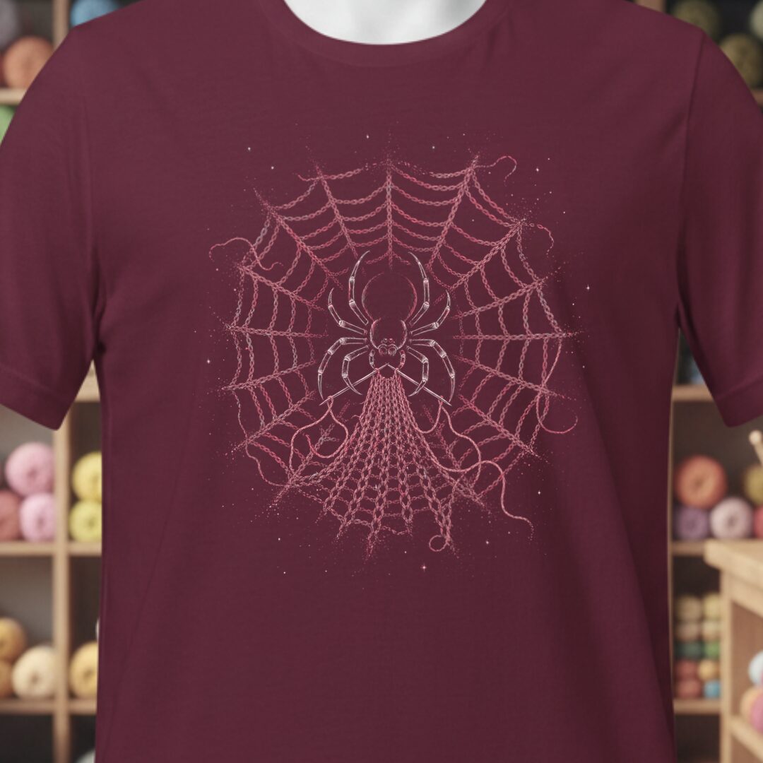 Knitting Spider Maroon T-Shirt.jpg