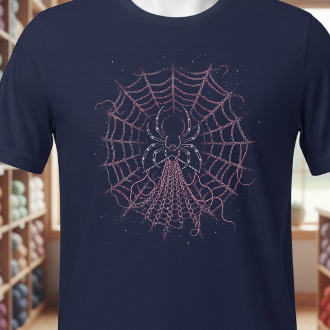 Knitting Spider Navy T-Shirt.jpg