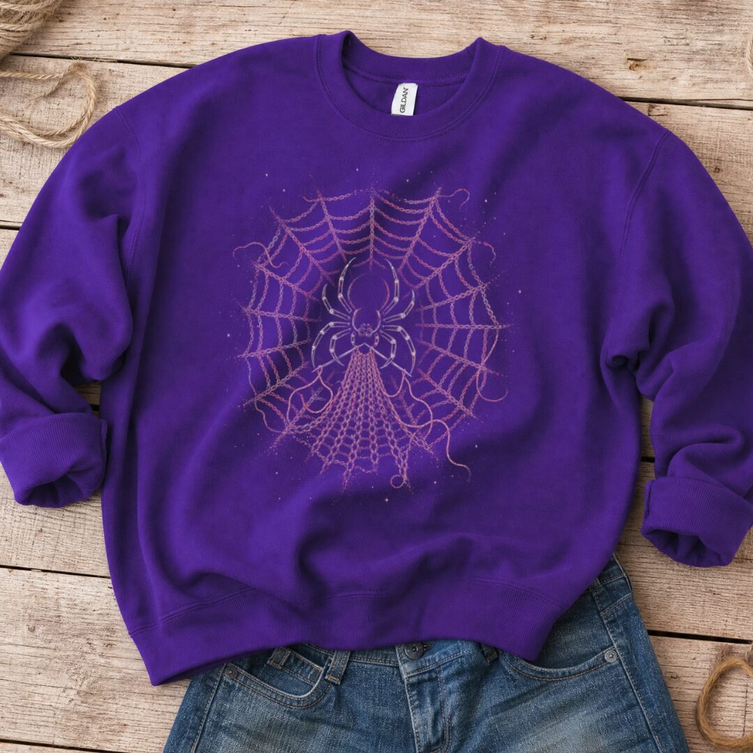 Knitting Spider Purple Sweatshirt.jpg