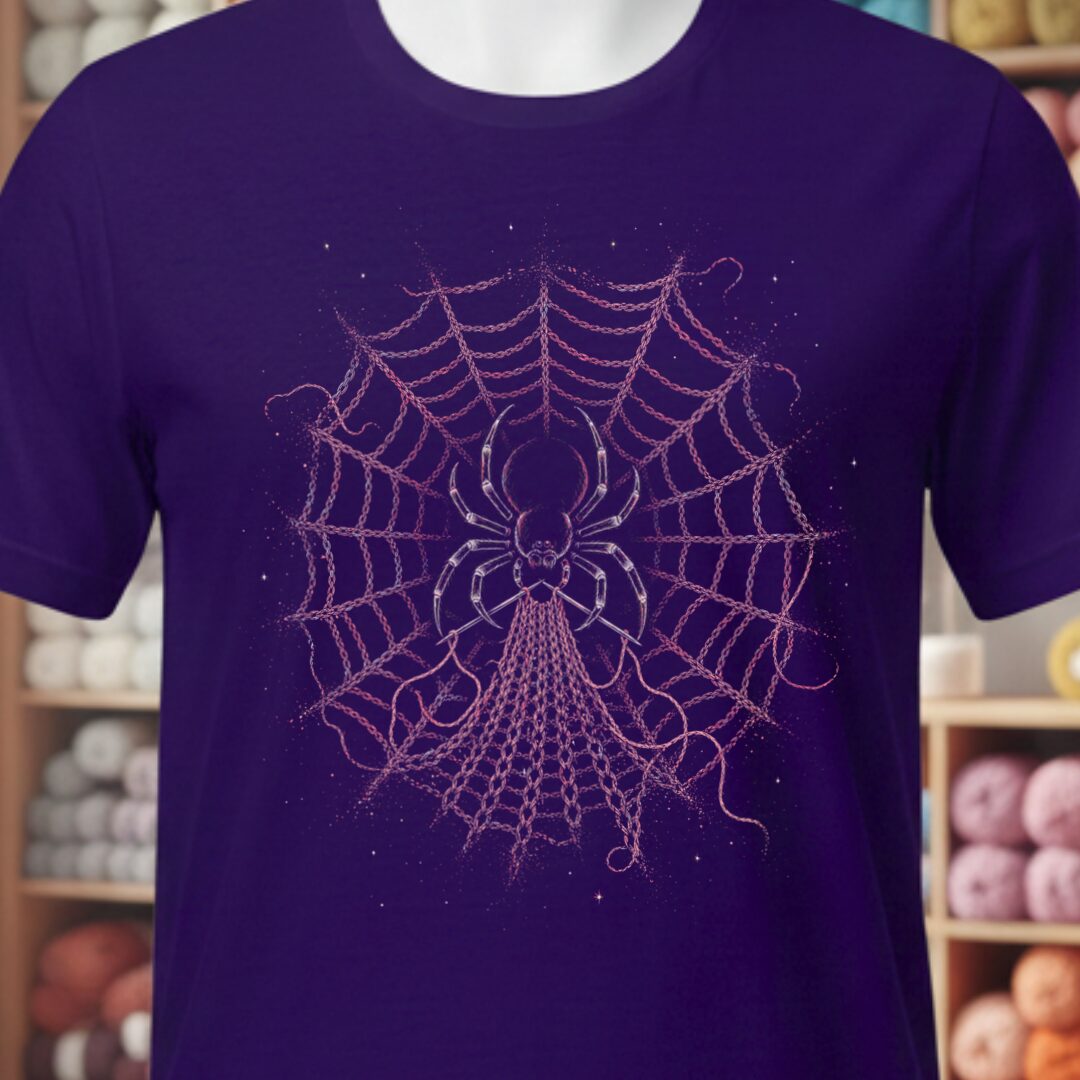 Knitting Spider Purple T-Shirt.jpg