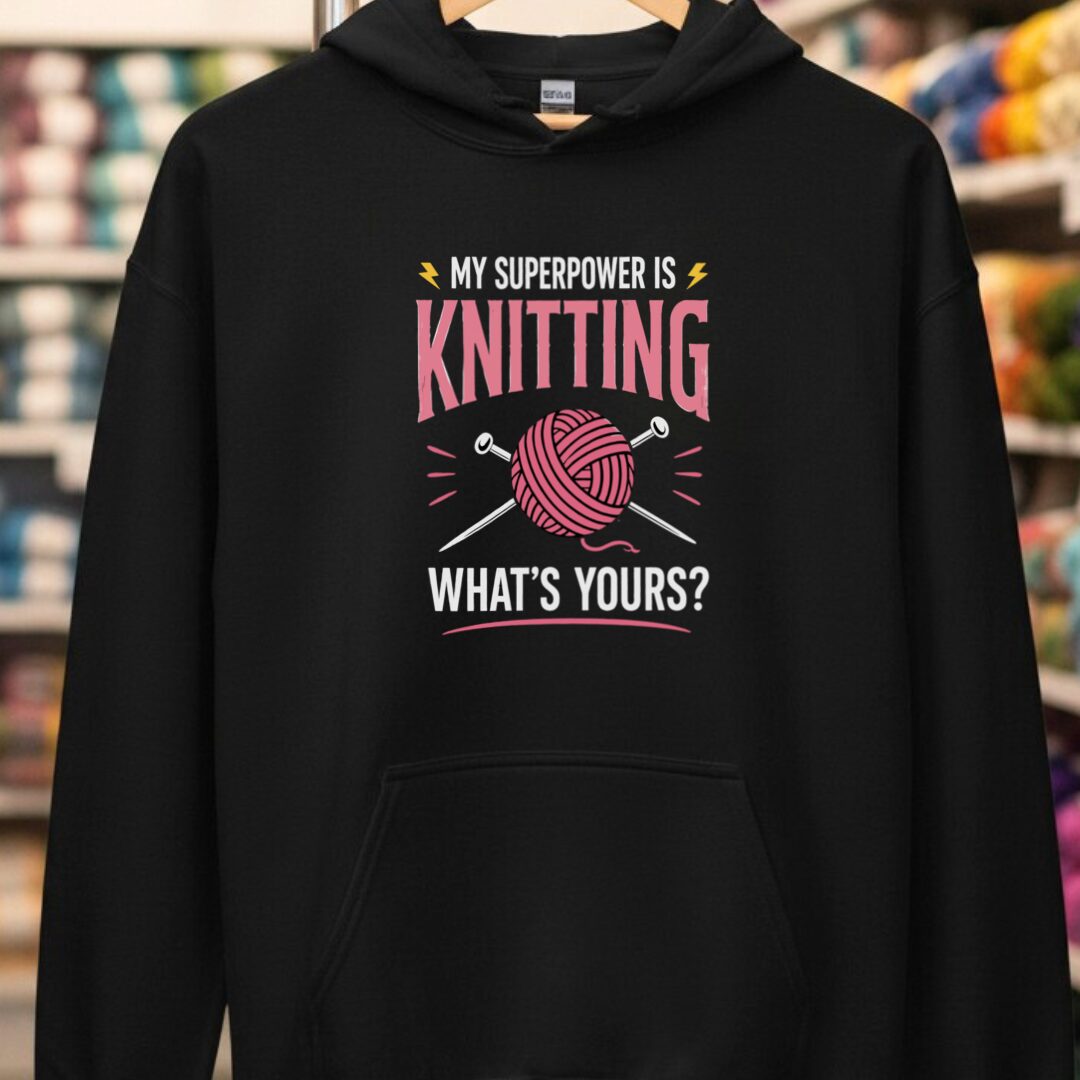 Knitting Superpower Black Hoodie.jpg