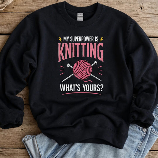 Knitting Superpower Sweatshirt Black t-shirt