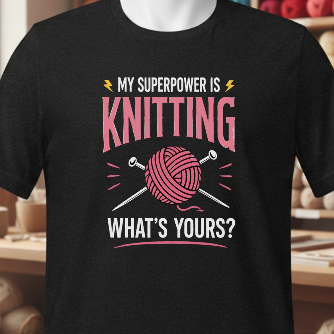 Knitting Superpower T-Shirt Black t-shirt