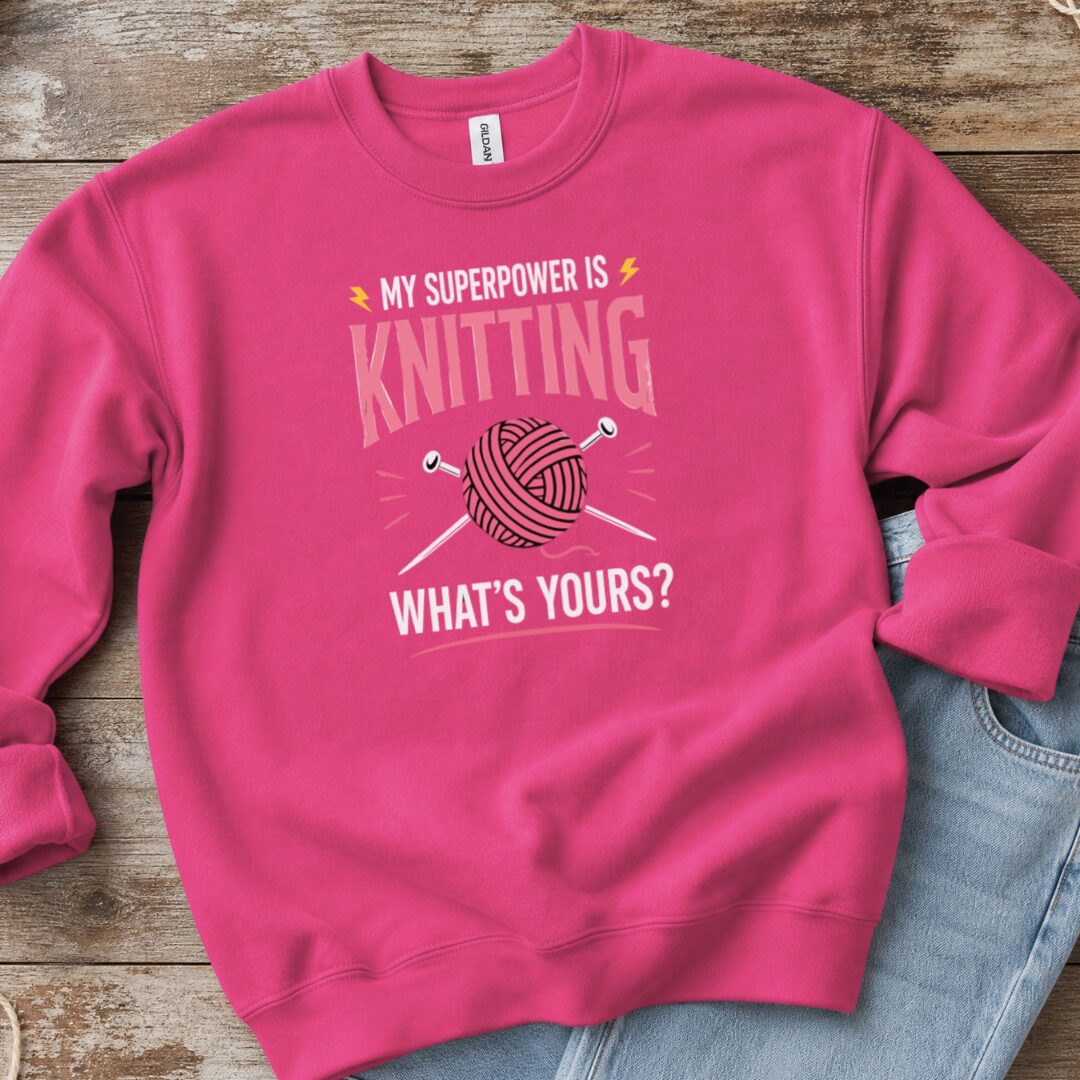 Knitting Superpower Sweatshirt Bright Pink t-shirt
