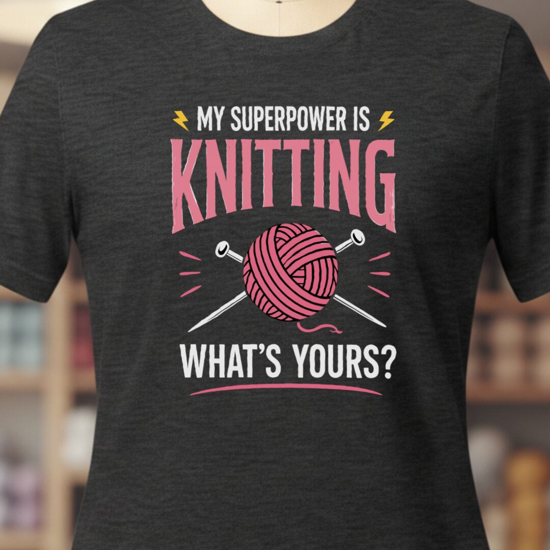 Knitting Superpower T-Shirt Dark Grey t-shirt